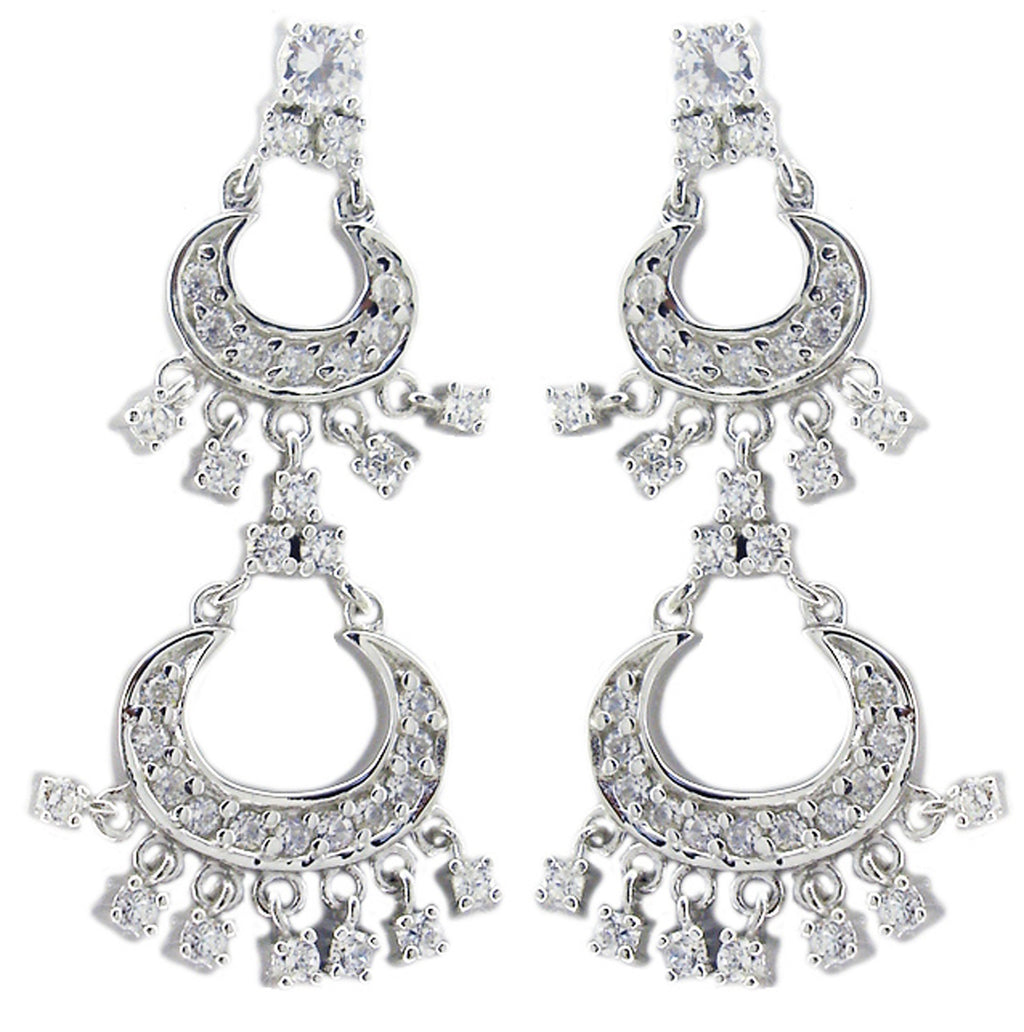 Two drop half moon dangle earring ITE2696-1