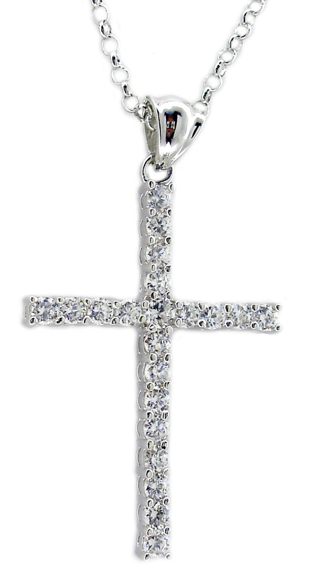 pendant 3mm Cz X21 Cross S/S Rhodium ITP2248