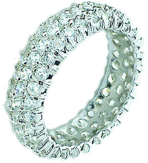 Ring Zirconite Cubic Zirconia triple row Eternity Sterling Silver Ring ITR1096