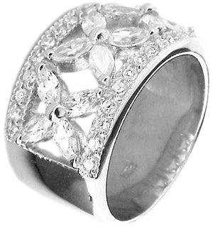Ring Wide with Mq Rd Cz's Sterling silver Ring ITR1742