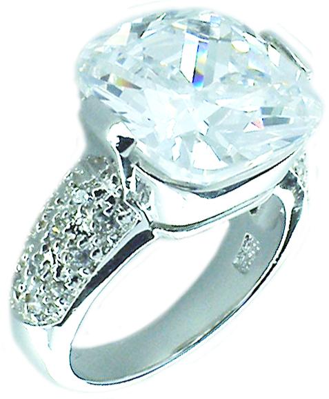 Ring 12mm Cushion Pave Sides Sterling silver Ring ITR1882