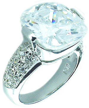 Ring 12mm Cushion Pave Sides Sterling silver Ring ITR1882
