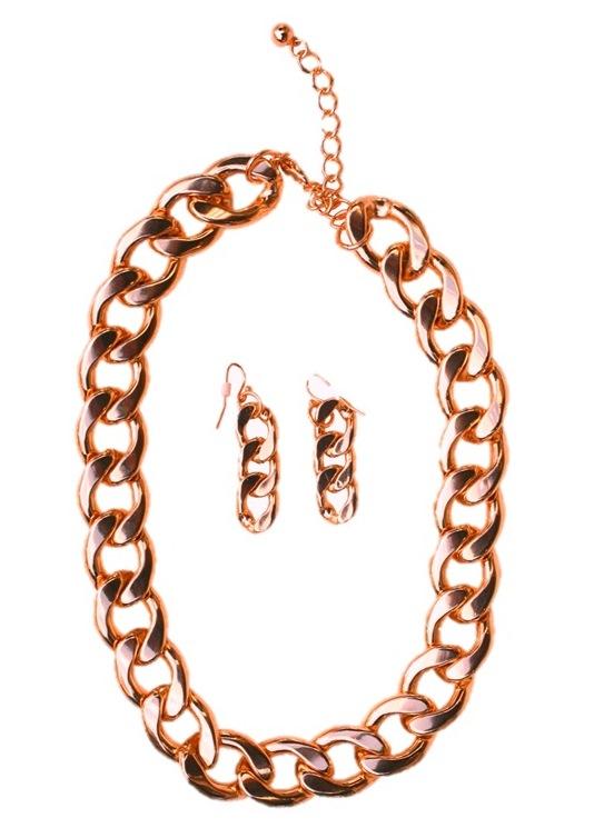 High Polished Silver Flat Curved Necklace with Matching Earrings
