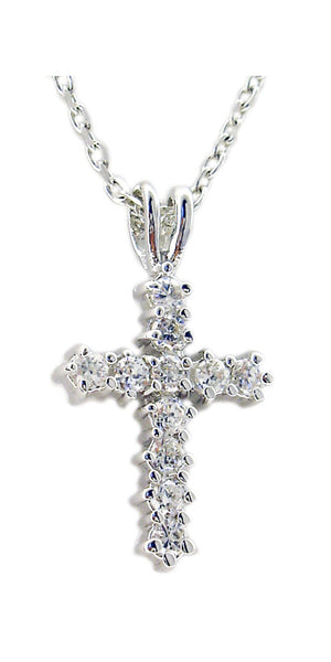 Link with Prong Cz Cross S/S Rhodium LNKC4