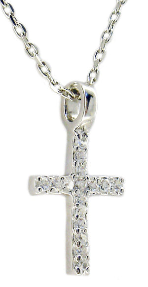 Link with Cross Pave Cz S/S Rhodium LNKC5