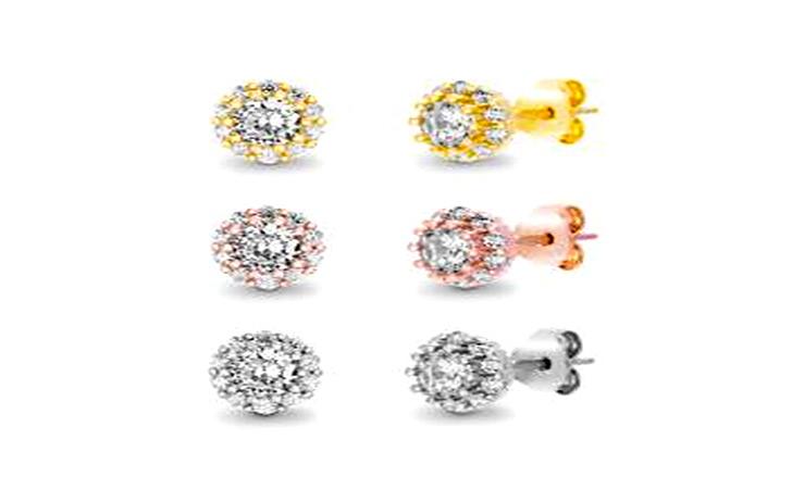 STERLING SILVER ZIRCONITE TRIO COLOR STUD EARRING (Default)  view product