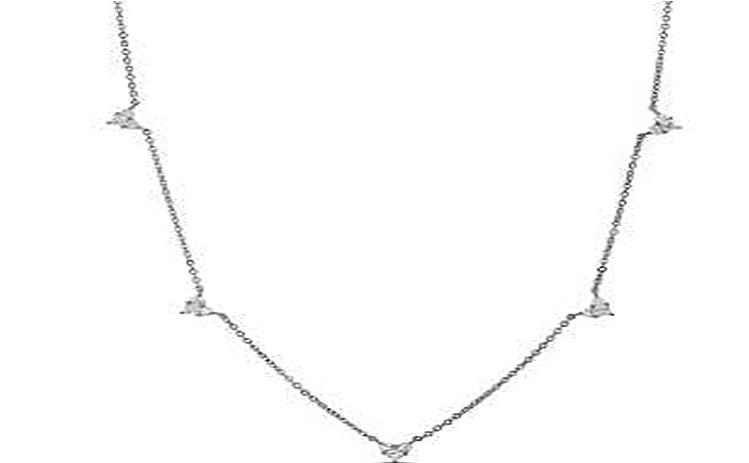 STERLING SILVER ZIRCONITE STATIONS  NECKLACE