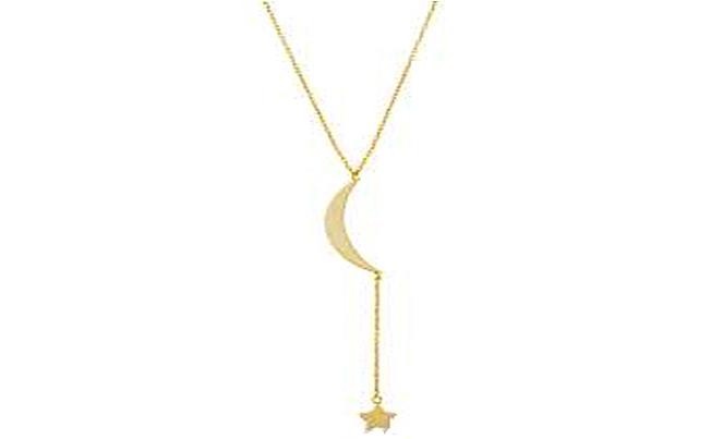 STERLING SILVER MOON AND DROP STAR Y SHAPE CABLE CHAIN NECKLACE 