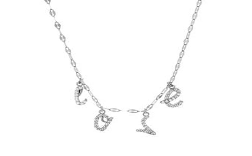 STERLING SILVER ZIRCONITE STATIONS  LOVE NECKLACE 