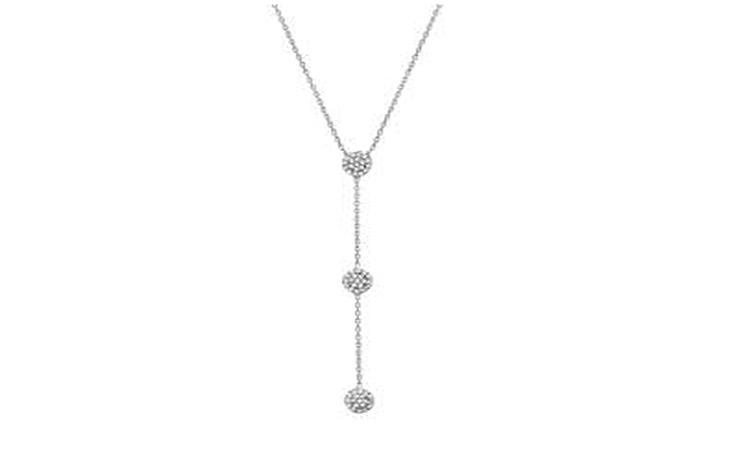 STERLING SILVER ZIRCONITE STATIONS LARIAT NECKLACE