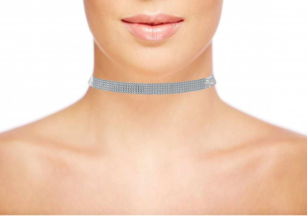 5-ROW FINE CRYSTAL RHINESTONES CHOKER NECKLACE