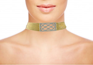 Necklace CRYSTAL  CRISS-CROSS  MULTI-BEADS CHAIN STRANDS CHOKER  700C719