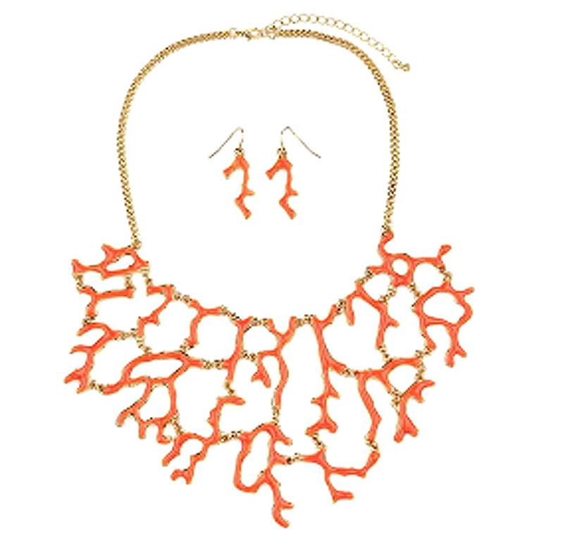 Necklace pendant set  Coral Reef Enamel necklace  622S0939