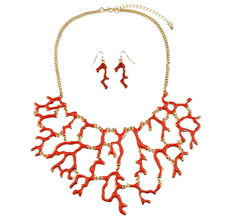 Necklace pendant set  Coral Reef Enamel necklace  622S0939
