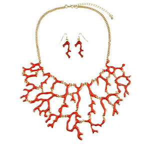 Necklace pendant set  Coral Reef Enamel necklace  622S0939