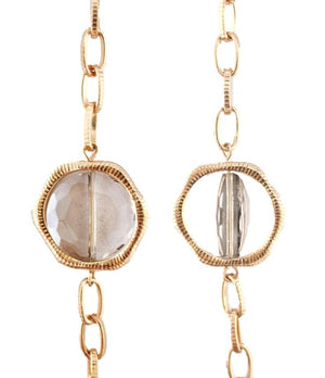 30'' Rotary Round-cut Smokey Quartz Gemstones Necklace Set 664S14388
