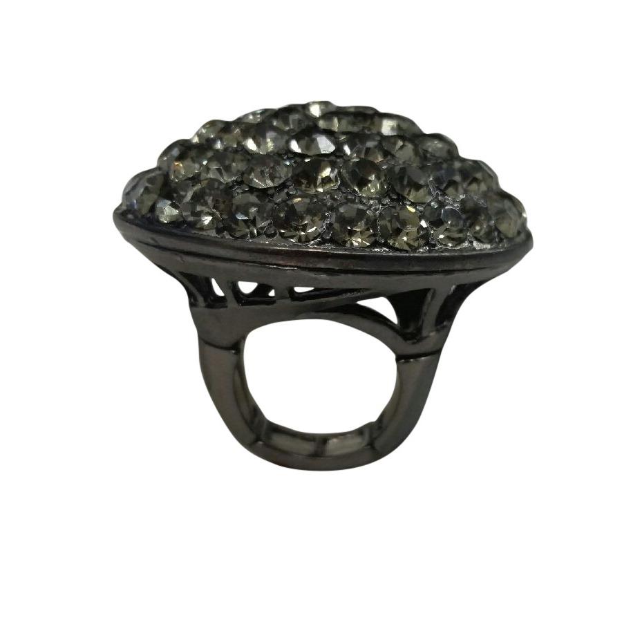 Ring Black Diamond Crystal Pave Jumbo Dome Stretch  622R0154