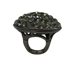 Ring Black Diamond Crystal Pave Jumbo Dome Stretch  622R0154