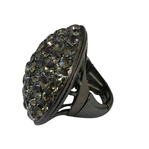 Ring Black Diamond Crystal Pave Jumbo Dome Stretch  622R0154
