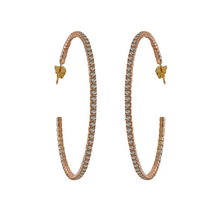 Zirconmania Earrings 50MM HQ CRYSTALS HOOP .637E14304: Large gold-toned hoops adorned with sparkling Czech crystals, displayed on a white background.