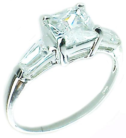 Ring 1Ct Sq Rhodium  Sterling silver Ring RP400
