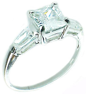 Ring 1Ct Sq Rhodium  Sterling silver Ring RP400