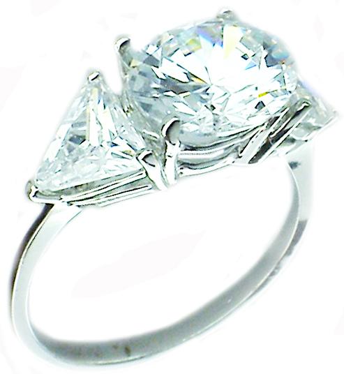 Ring Round Tr Cz Sterling silver three stones Ring RP602