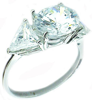 1Ct Round Tr Cz Sterling silver Ring