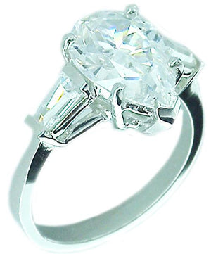 3Ct Pear Shape Cz Sterling silver Ring