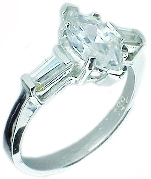 2Ct Marque Side Sterling silver Ring