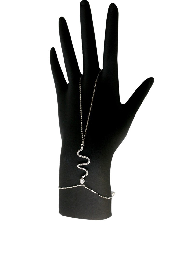 Bracelet Sterling Silver Slave set with CZ pave snake 655B0730