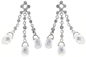 Earrings teardrop chandelier  with cubic zirconia round stones, finished in sterling silver.STE-147
