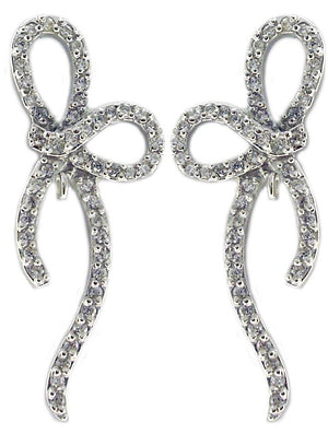 Earrings Pave Cz Bow Sterling Silver  STE228