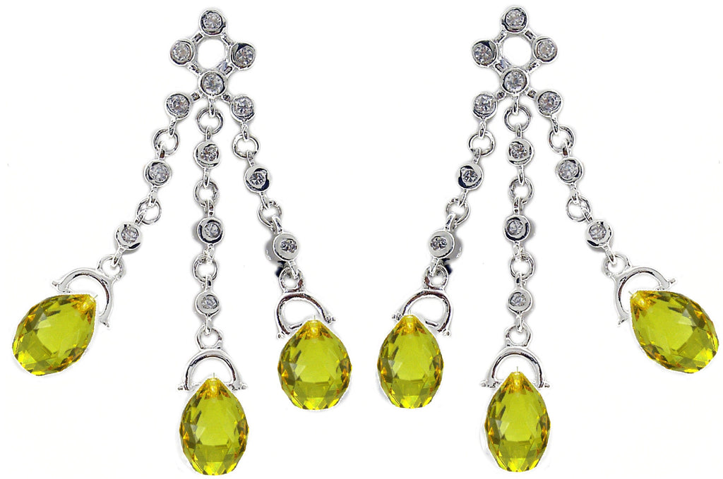 Earrings teardrop chandelier earrings with cubic zirconia round stones, finished in sterling silver.STE-147