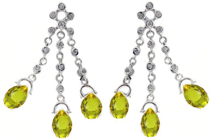 Earrings teardrop chandelier  with cubic zirconia round stones, finished in sterling silver.STE-147