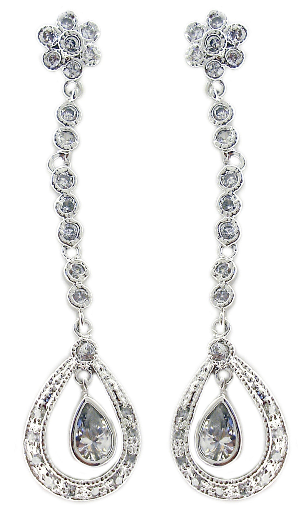 Earring Pear Shape Color Cz Drop S/S STE149