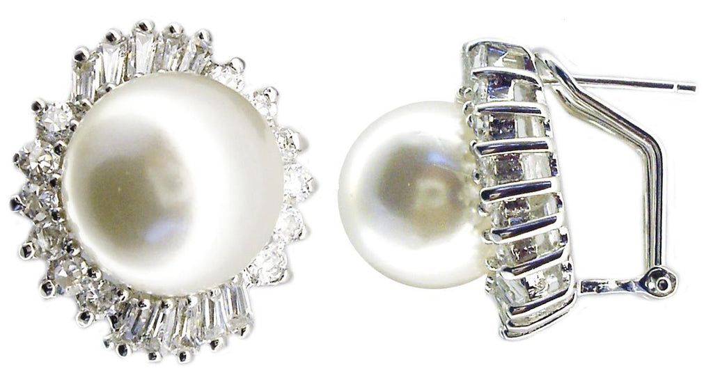 12Mm Gold Shell Mop Pearls Zirconite Set Earrings