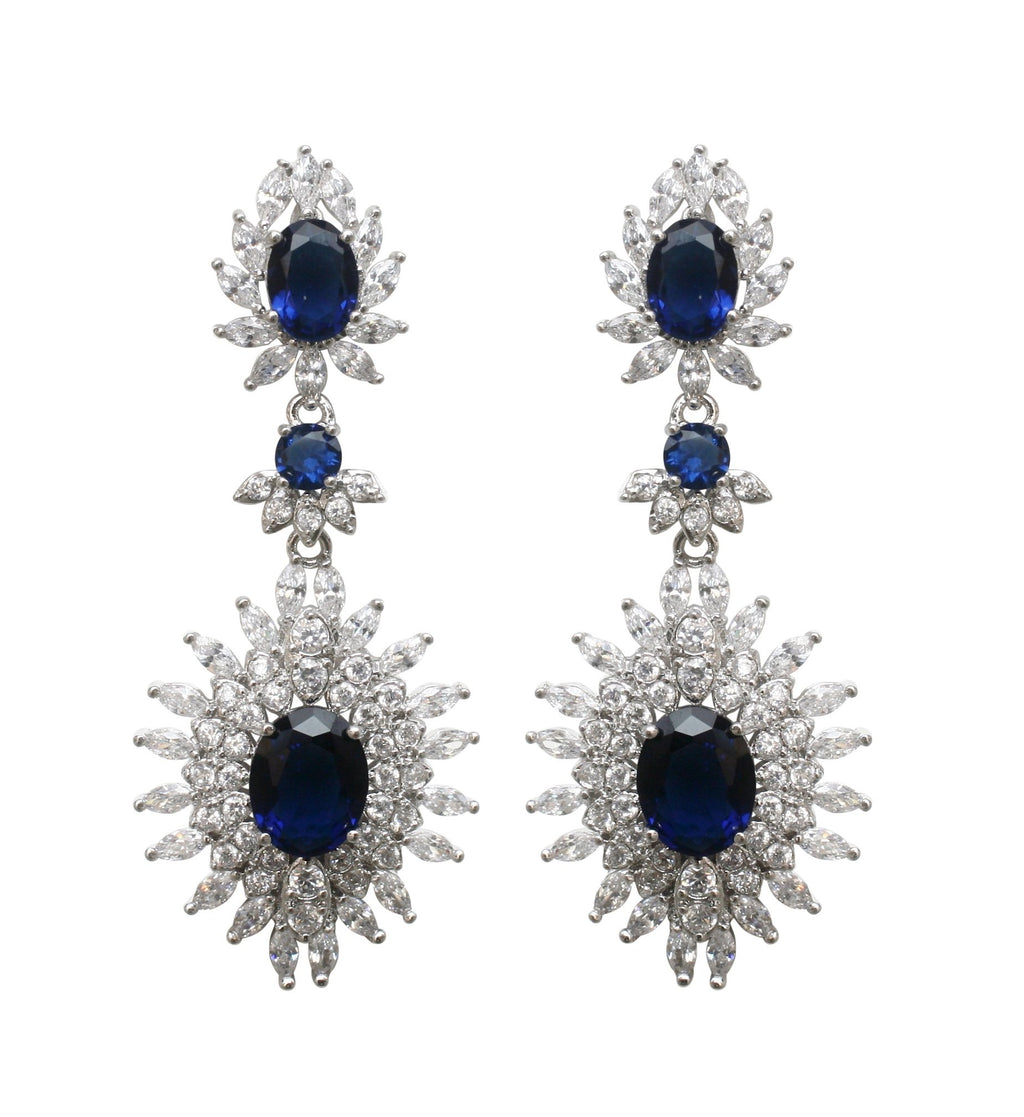 Elegant Style Couture Zirconite Oval Drop Post Earrings