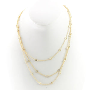 Three row "Diamond By the Yard'' necklace finished in sterling silver
