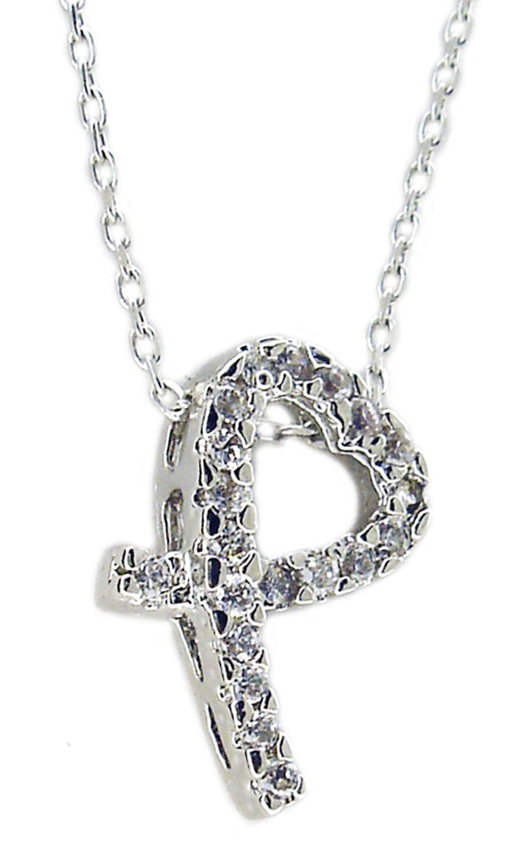 Pendant CURVED OPEN HEART CUBIC ZIRCONIA Sterling Siilver  STP12
