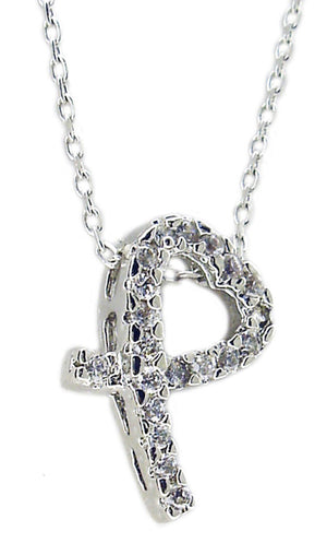 Pendant CURVED OPEN HEART CUBIC ZIRCONIA Sterling Siilver  STP12