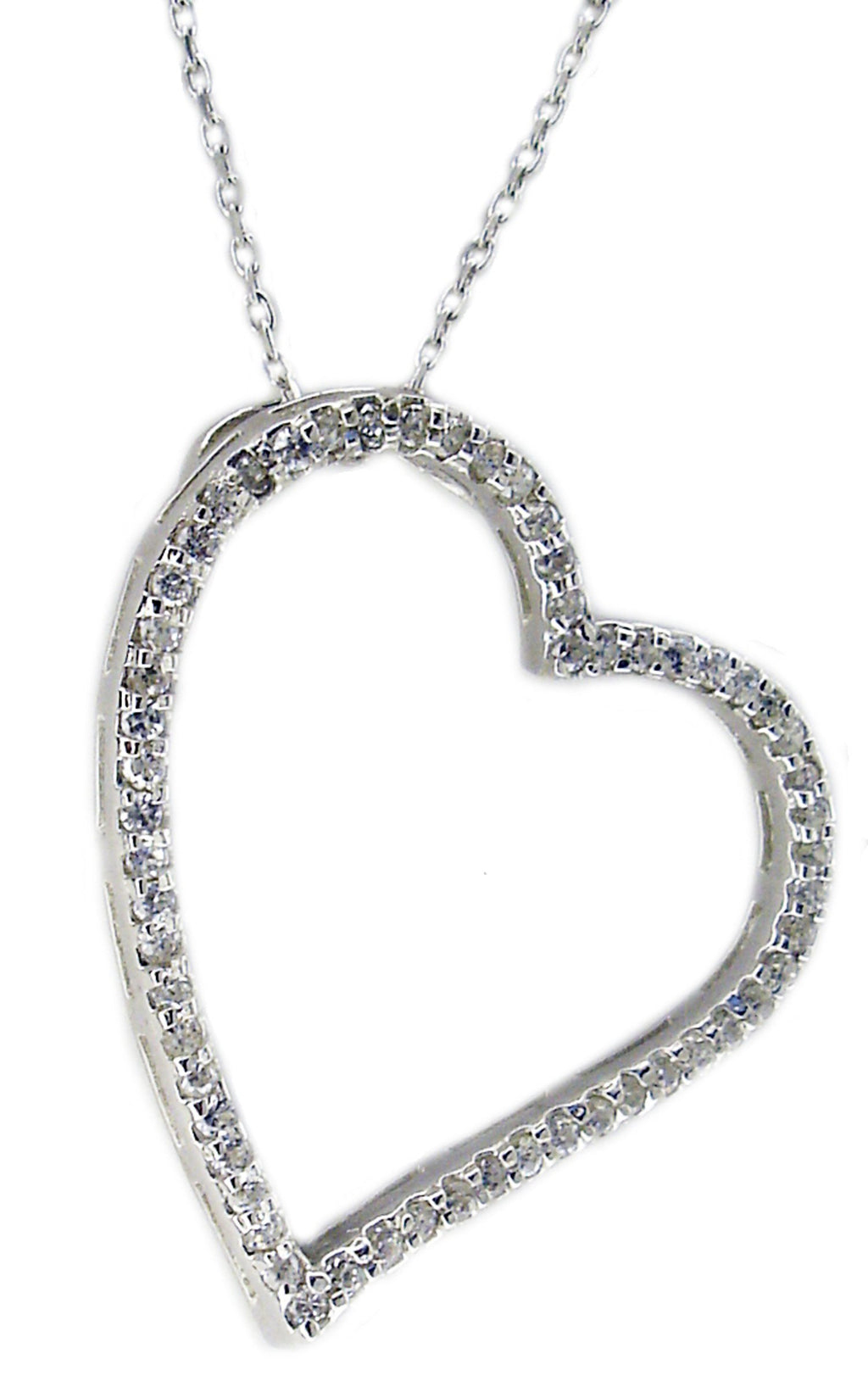Pendant Sideways  Heart cubic zirconia Sterling Silver  STP6