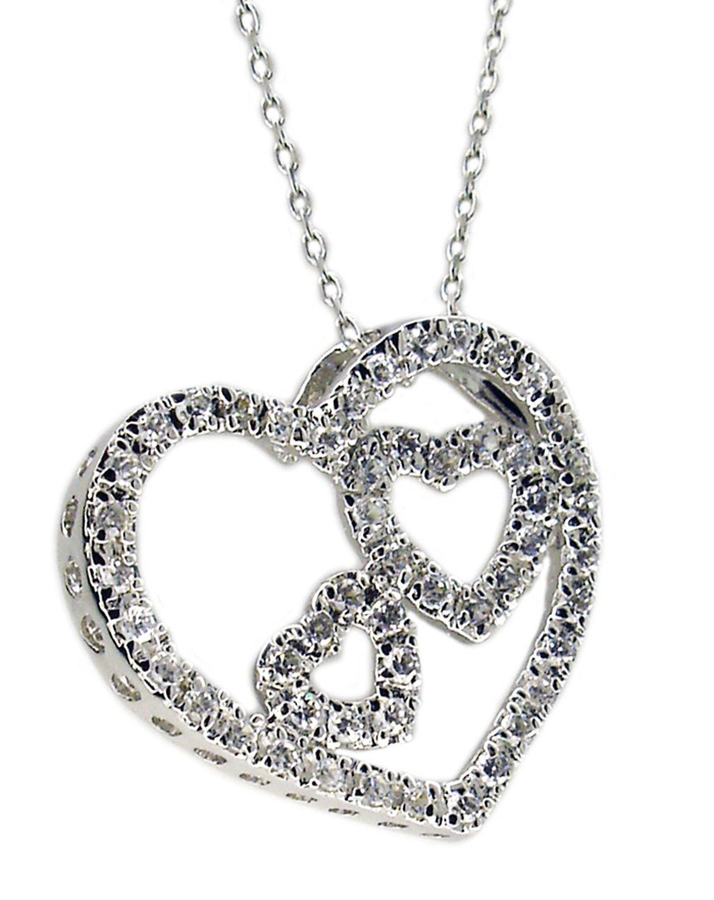 Link Chn with 23X26 Pave Ht 2 Sm Hts in Mdl S/S Rhodium