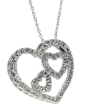 Link Chn with 23X26 Pave Ht 2 Sm Hts in Mdl S/S Rhodium