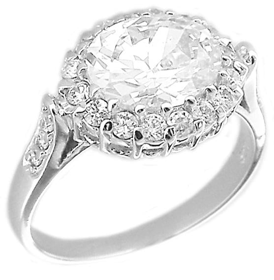 Ring 10X9 Oval Center Cz Pave Around Sterling silver Ring STR215