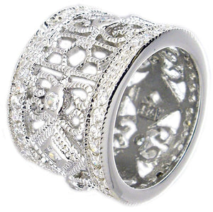 Ring Wide Pave Band in Sterling silver Ring :STR228