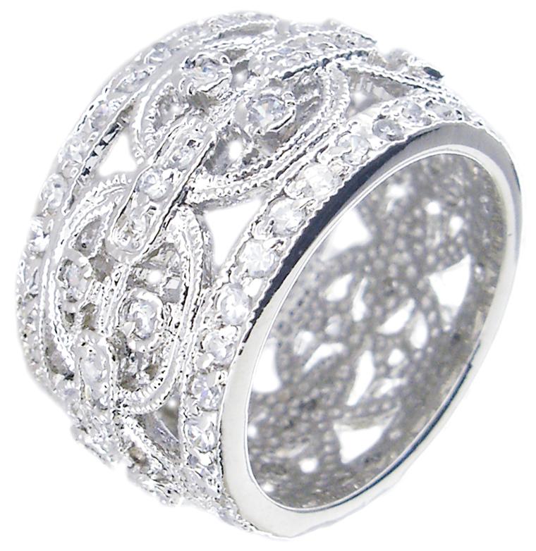 Wide Pave Cz Ring Band