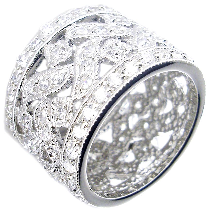 Wide Pave Cz Ring Band in S/S