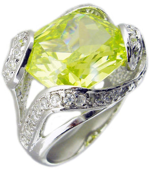 Ring  Ov Color Cz Pave Around in  Sterling silver Ring :STR228