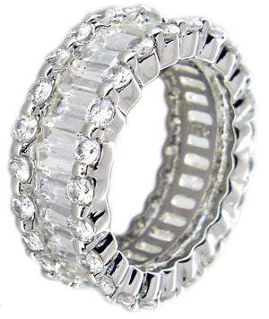 Zirconite Cubic Zirconia Baguettes Eternity Band Sterling Silver Ring